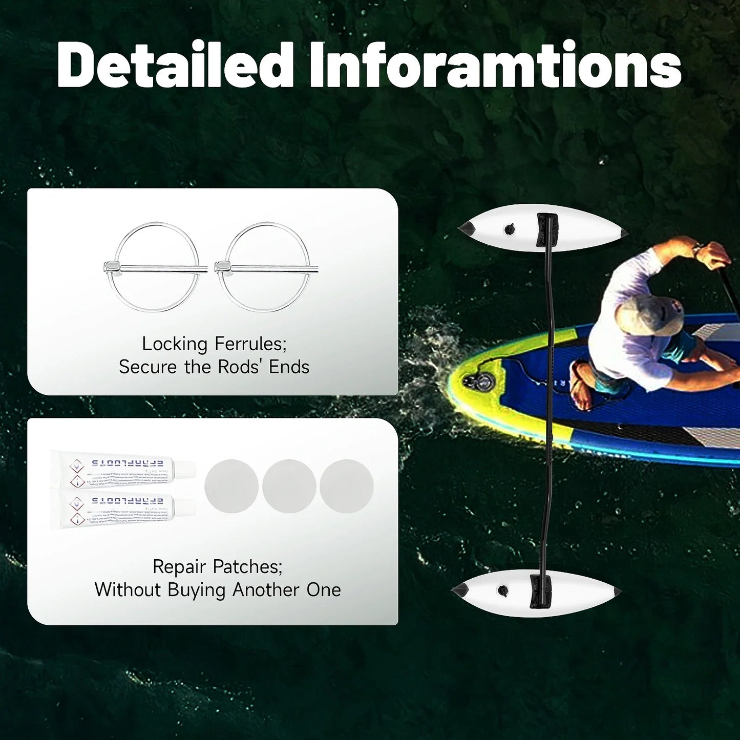 Kayak Outrigger Stabilizers 2-Pack PVC For Kayaks And Canoes