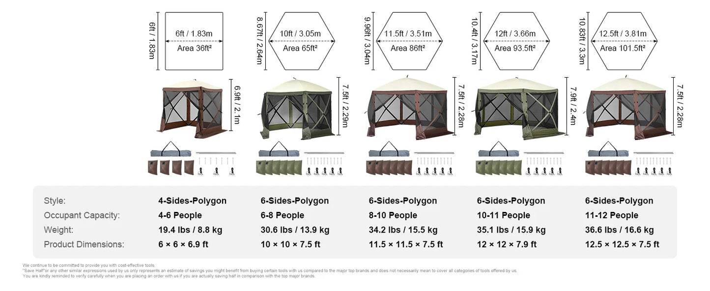 Pop Up Gazebo Tent Canopy Sun Shelter With Privacy Panels