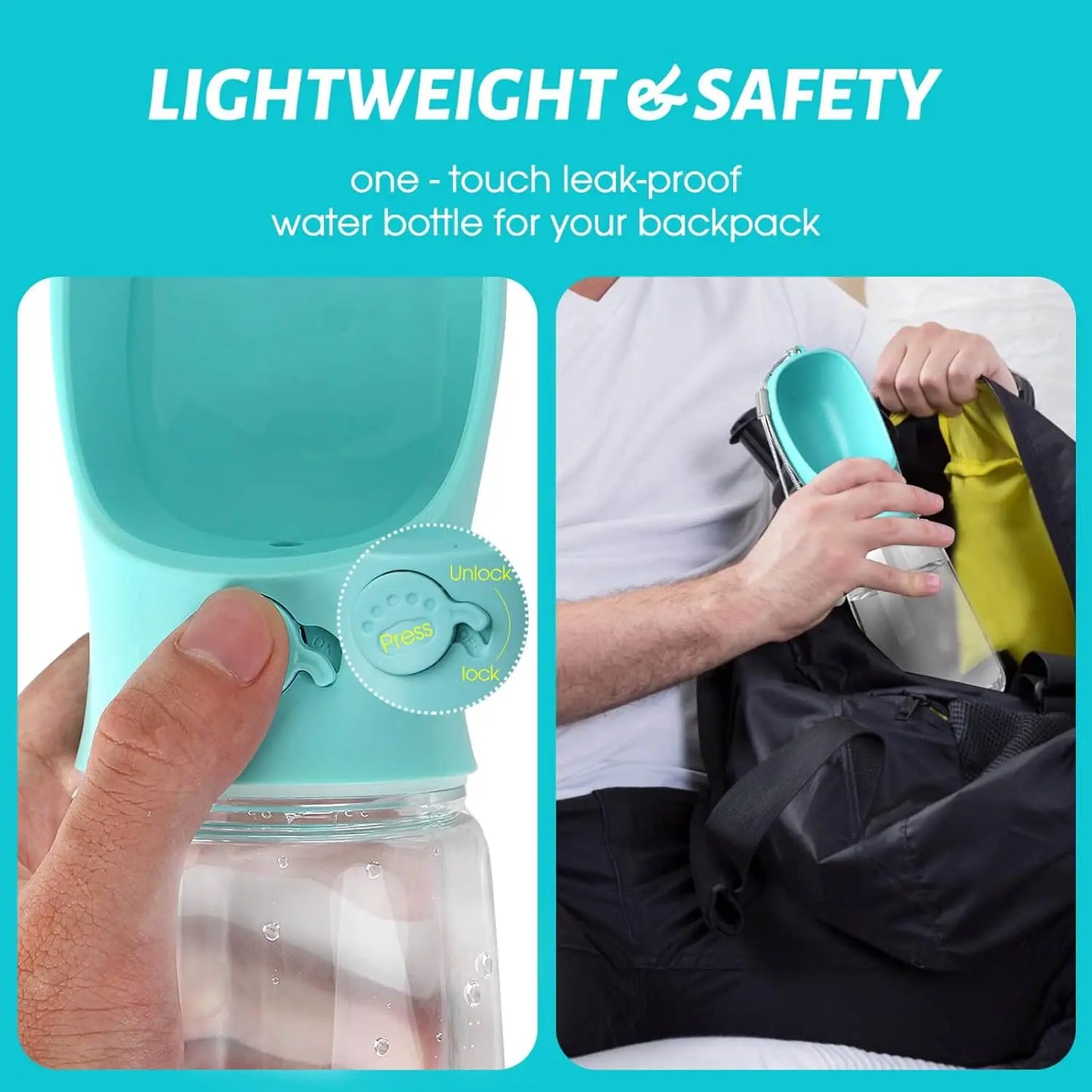 Leak Proof Portable Dog Water Bottle With Drinking Feeder