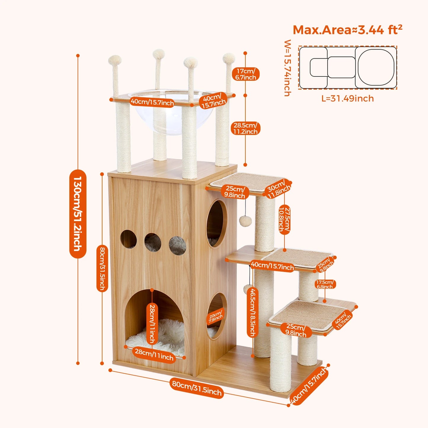 PAWZ Ro Multi Level Indoor Cat Tree With Scratching Posts