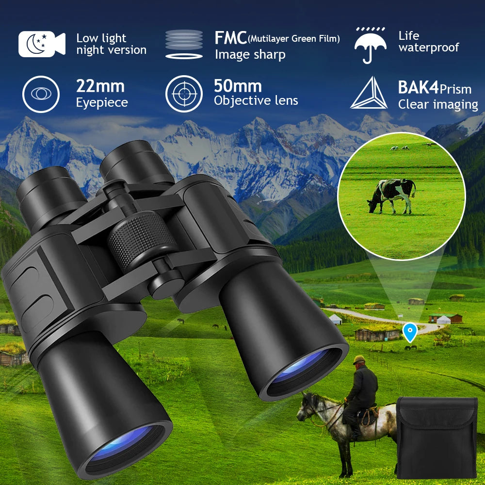 Binoculars BAK4 Prism Waterproof Night Vision With Tripod Interface