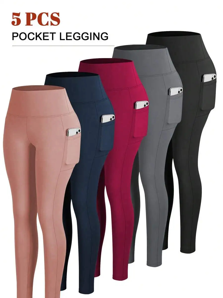 Women's High Waist Leggings With Side Pockets For Yoga And Workout