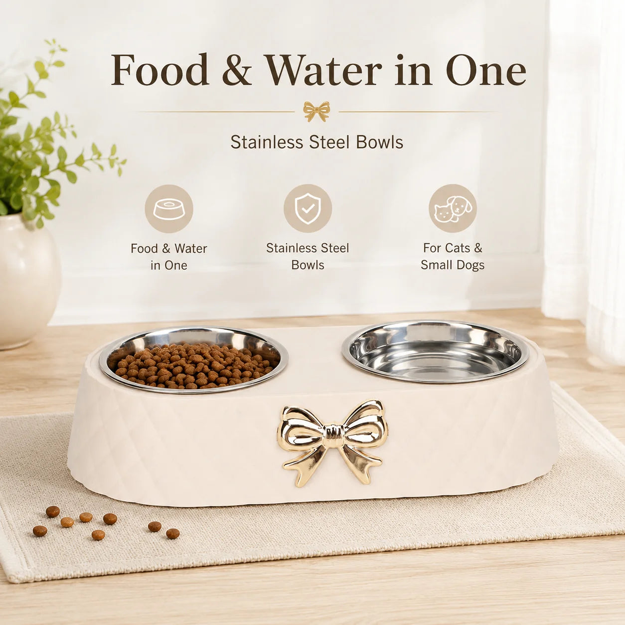 Double Stainless Steel Pet Bowls For Cats And Small Dogs