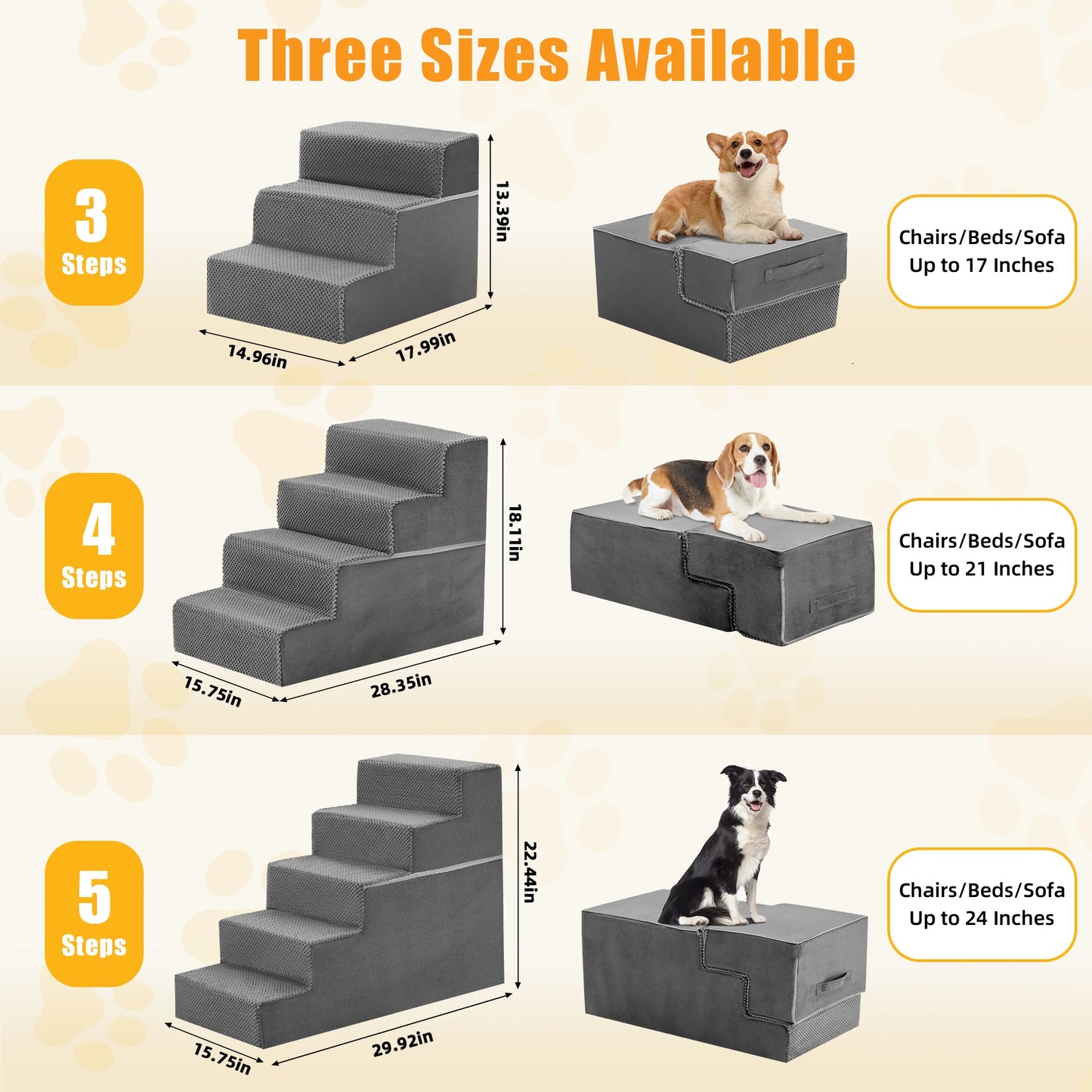 Curved Step Dog Ramp Stairs For Small Dogs Non-Slip Indoor