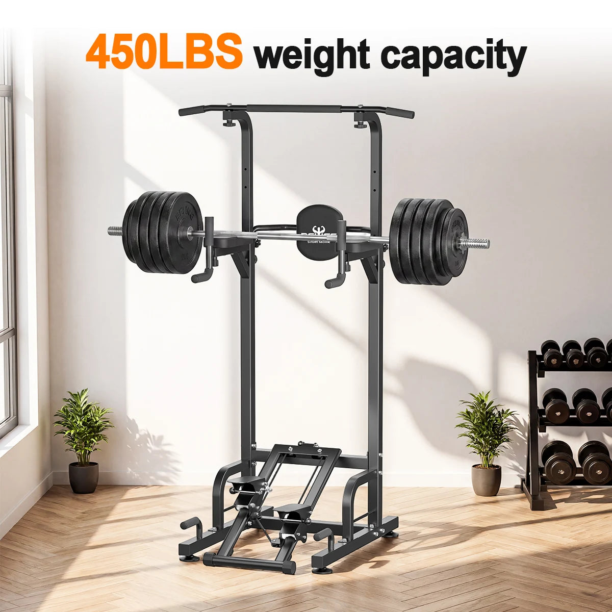 Multifunctional Power Tower Pull Up Dip Station Home Gym 450LBS