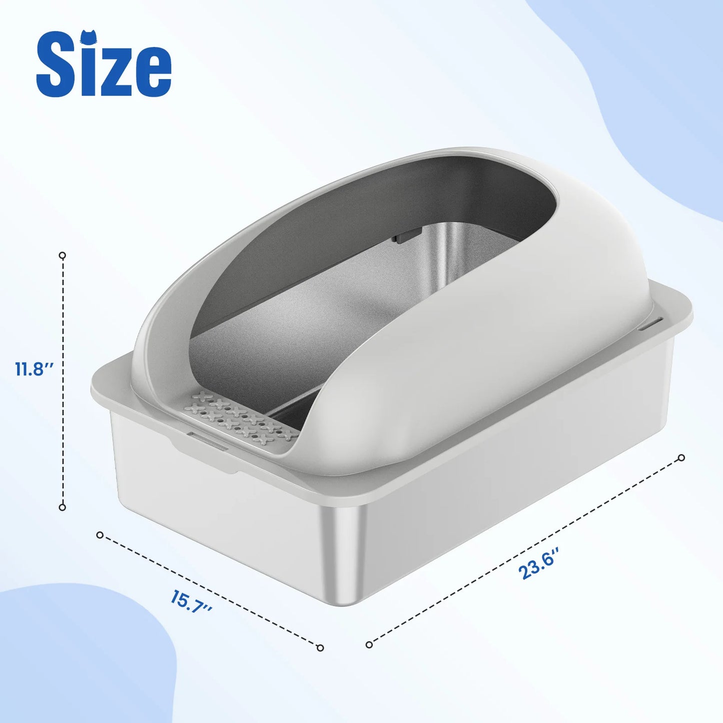 Stainless Steel Cat Litter Box With Lid Scoop Mat Included