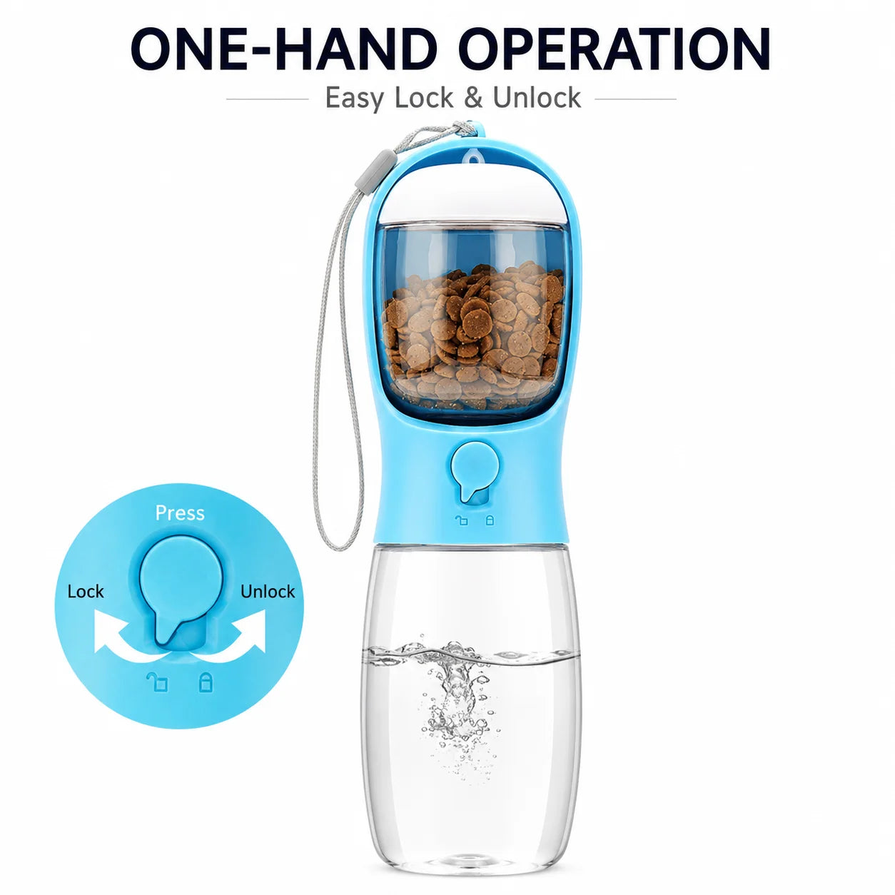 Portable Dog Water Bottle With Food Container Travel Dispenser