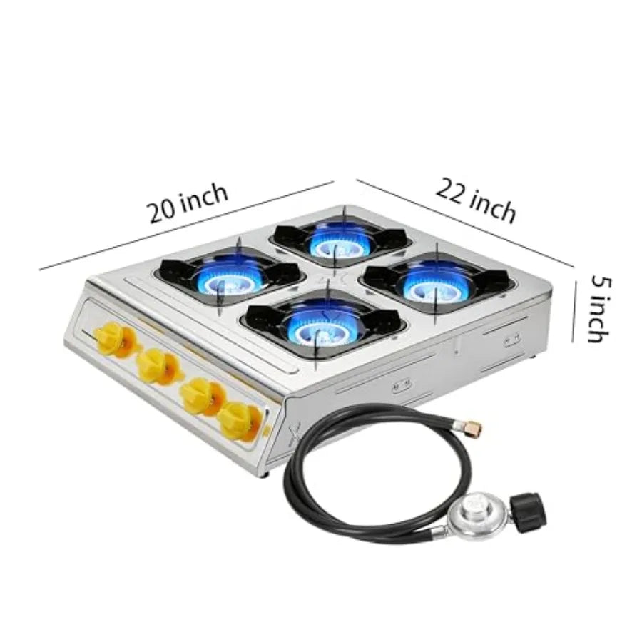 OLOEY 4 Burner Propane Gas Stove 40000 BTU Stainless Steel Cooktop