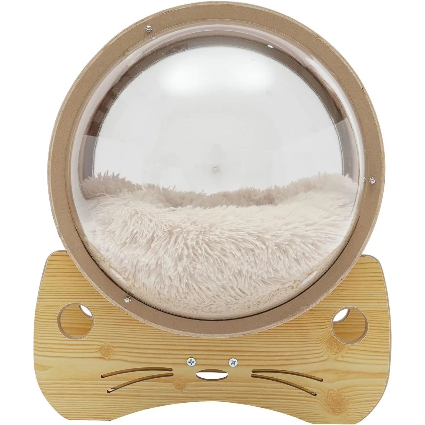 Cat Pod Bed With Wooden Frame And Acrylic Dome For Pets
