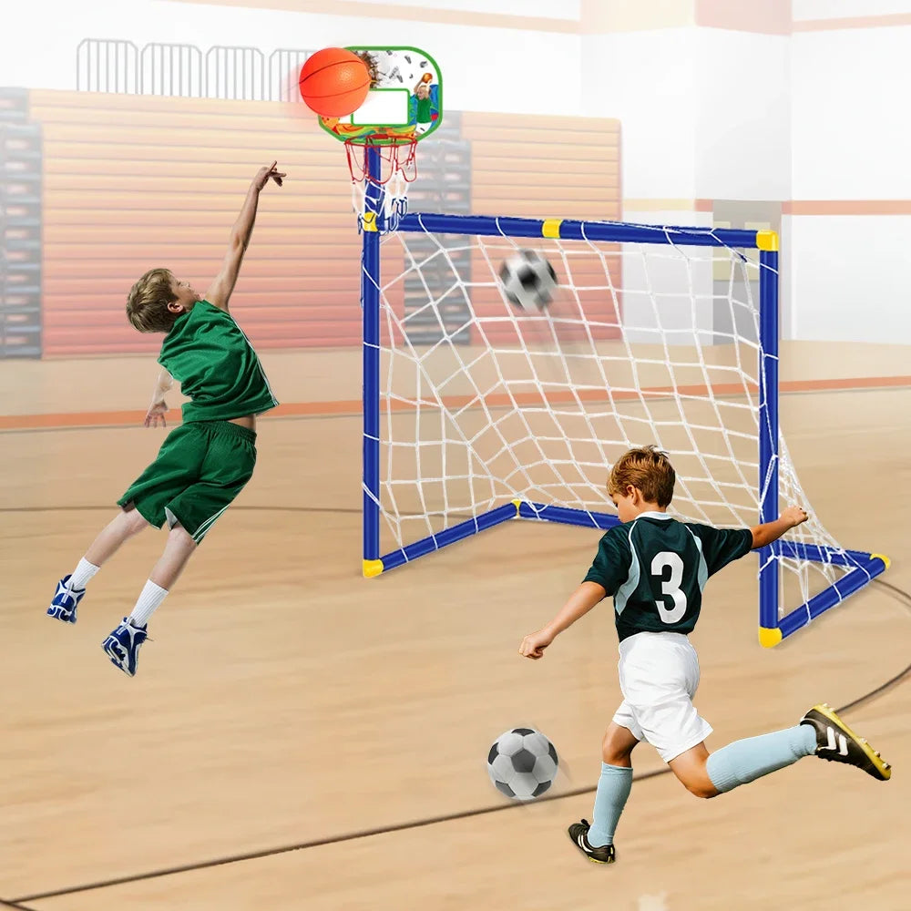 Kmoist 2in1 Sports Toys Basketball Stand Football Goal