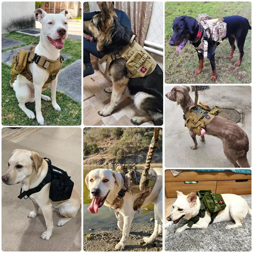 Dog Tactical Bags Set Molle Pouches Belt Attach Harness Gear