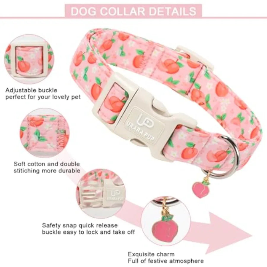 Fruit Pattern Cotton Dog Collar Adjustable Lightweight Durable