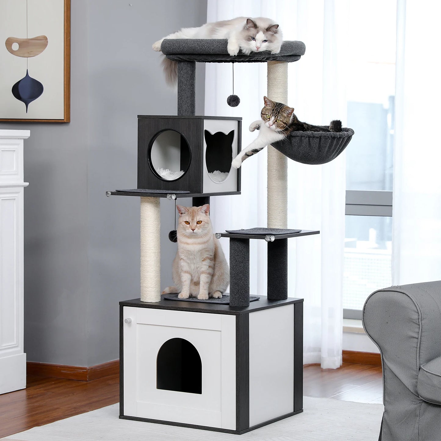 PAWZ Ro Multi Level Indoor Cat Tree With Scratching Posts