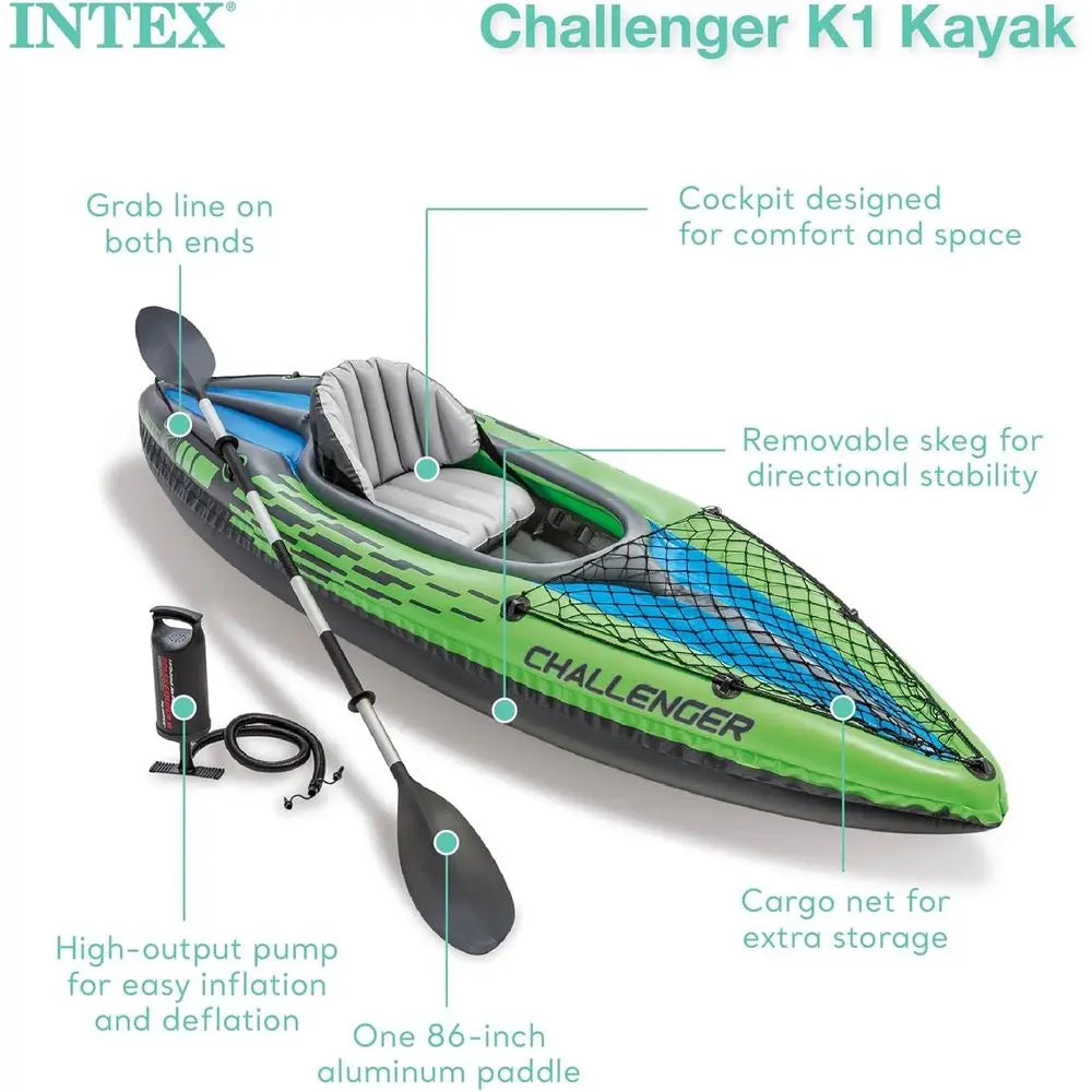 Deluxe Inflatable Kayak Kit With Pump And Paddles