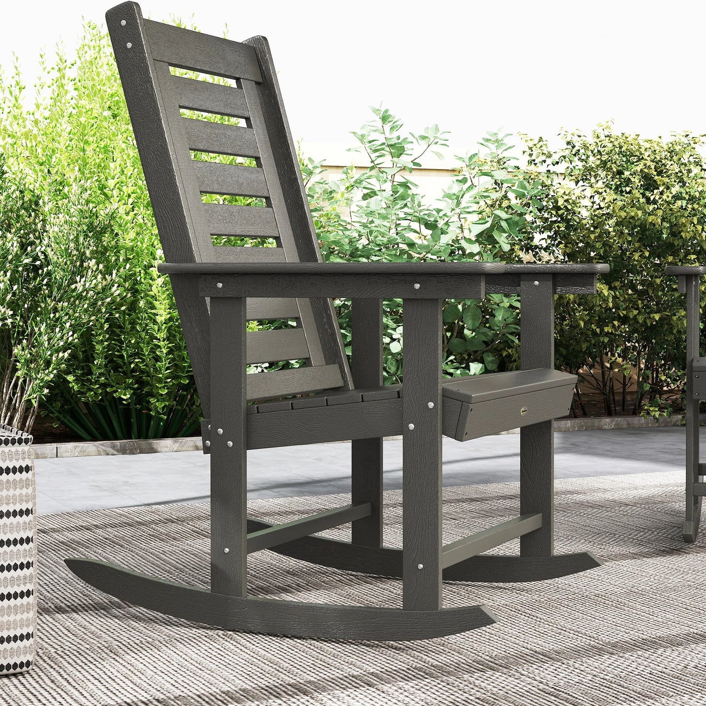 2 Outdoor Rocking Chairs, HDPE High Back Patio Rockers