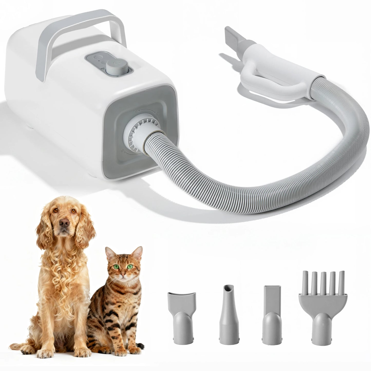 5-Piece Pet Blow Dryer Grooming Vacuum Kit With Nozzles
