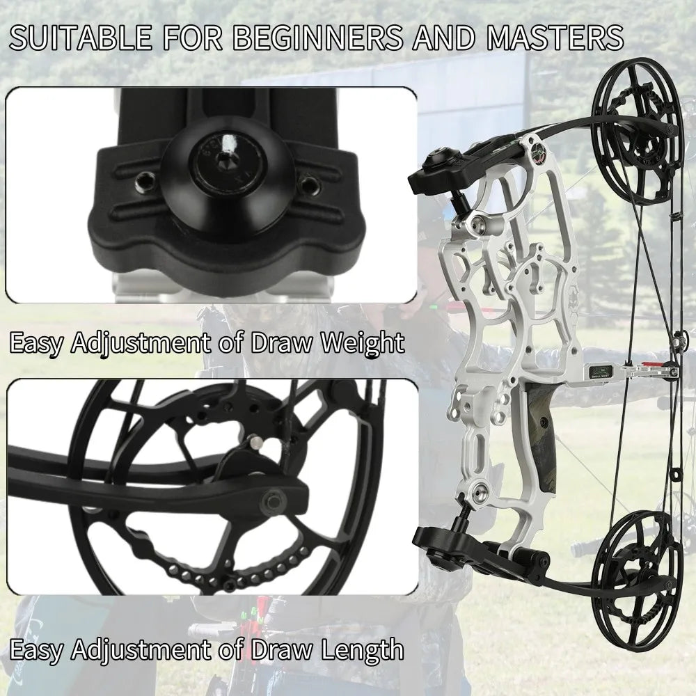 Compound Bow Kit 30 To 70Lb Adjustable Eighty Percent Let Off 340FPS
