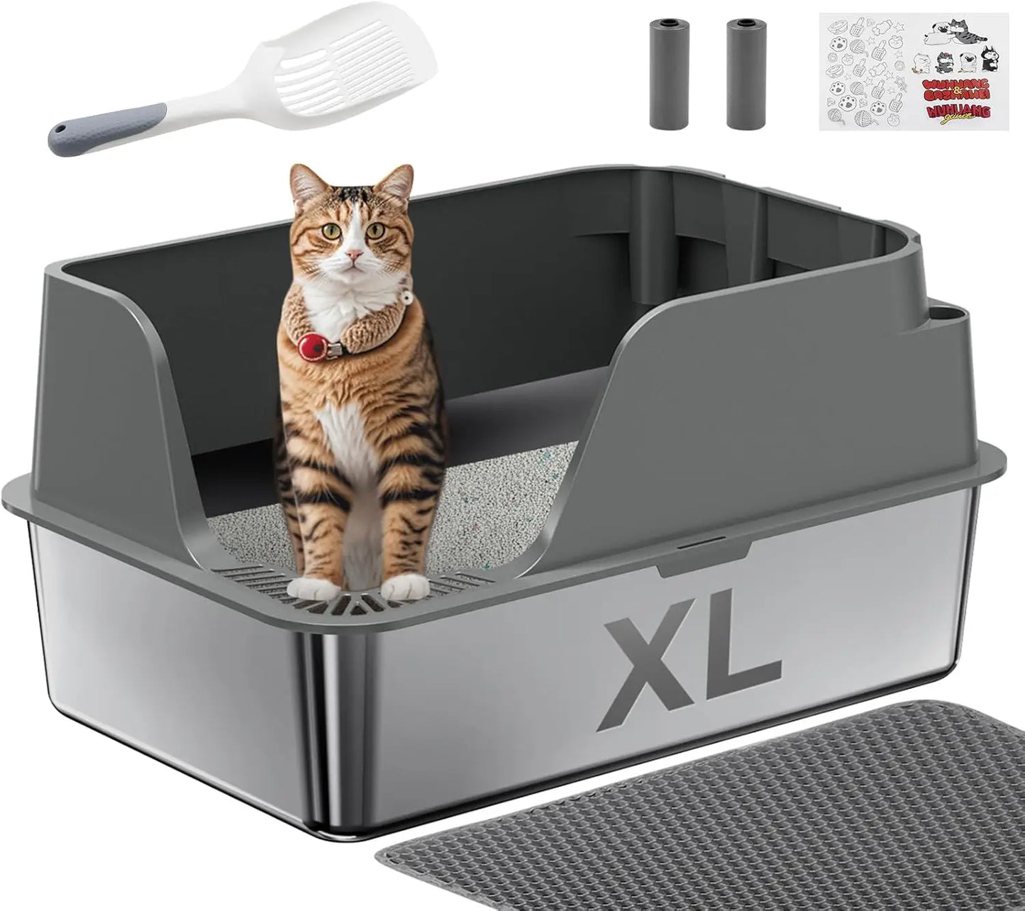Stainless Steel Cat Litter Box With Splash Proof And Leak Proof Design