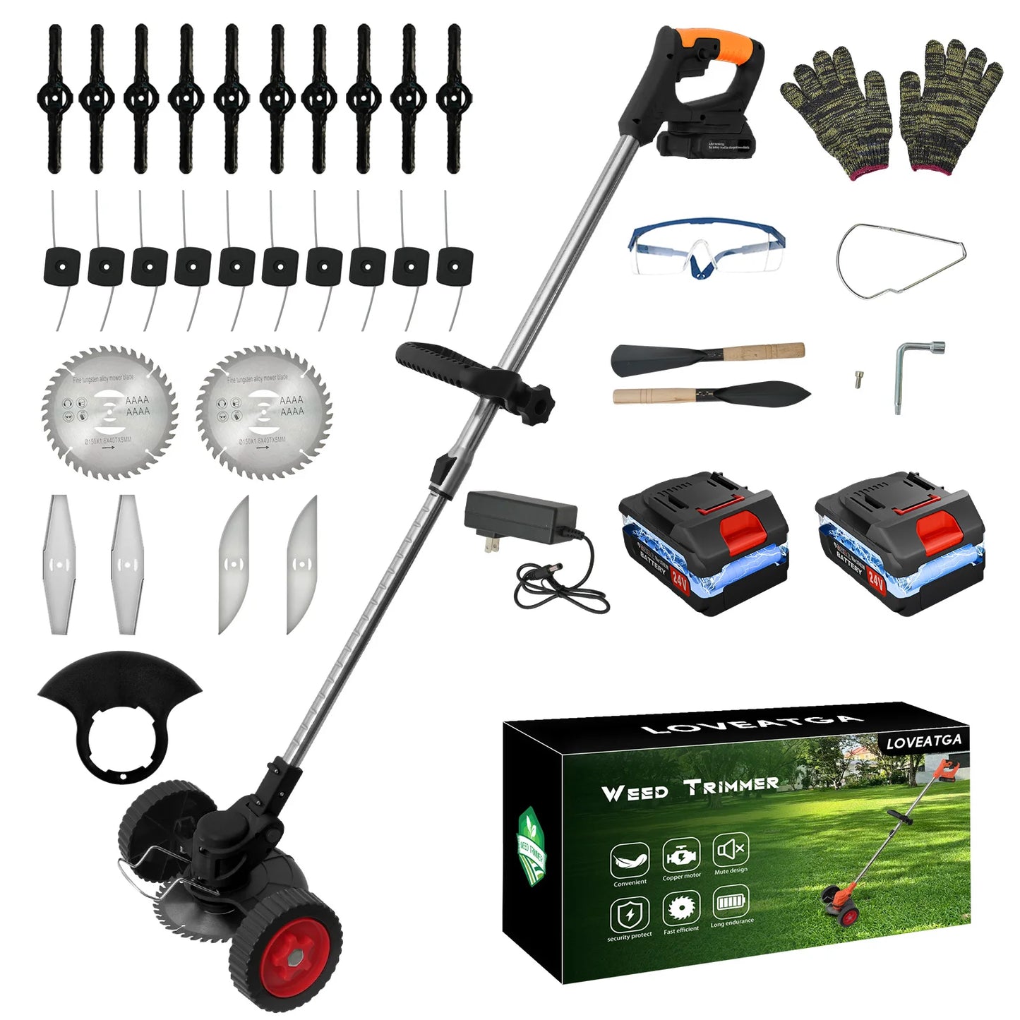 21V Cordless 3-In-1 Grass Trimmer Edger and Mower with Battery