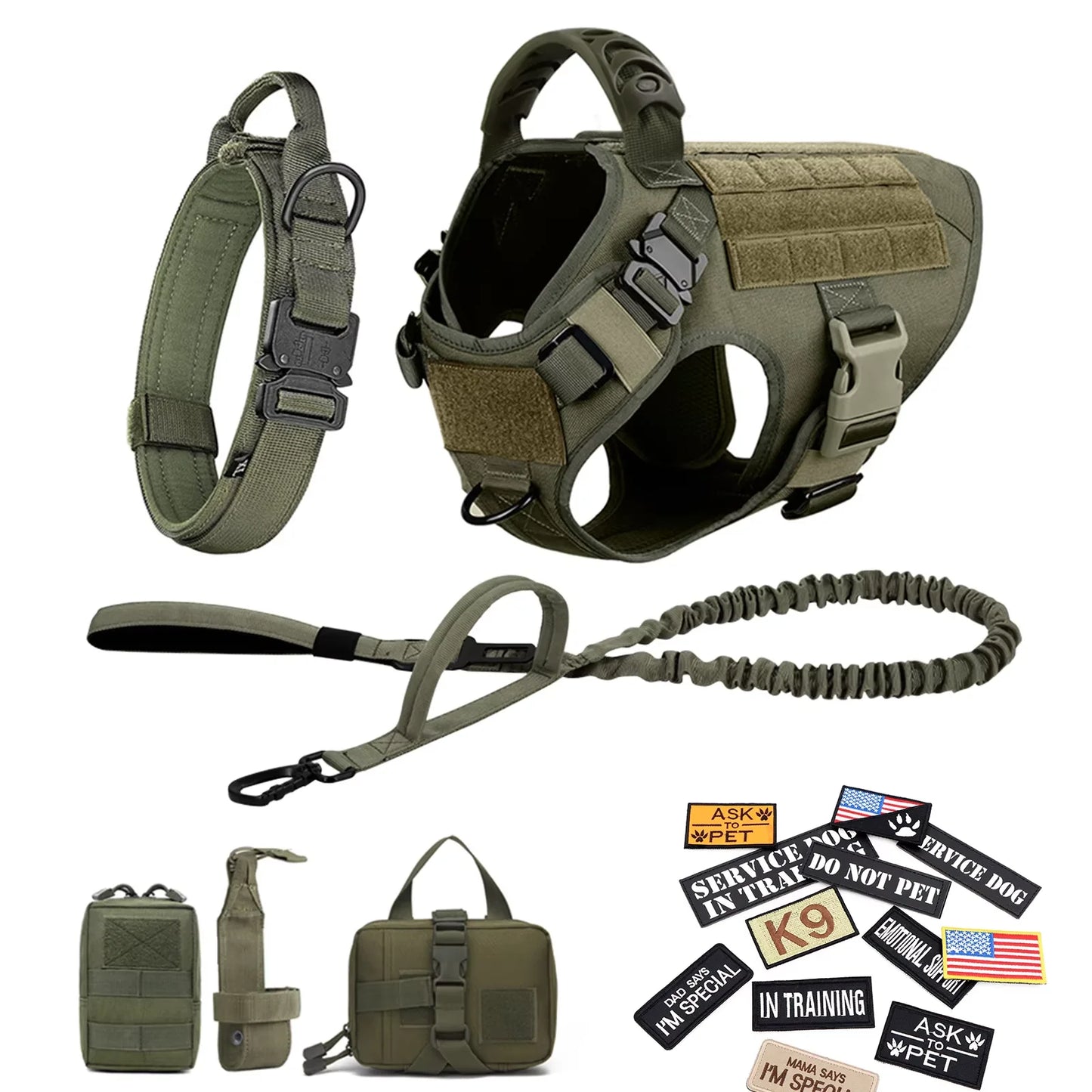 Military Large Dog Harness Vest Set For Malinois Training Accessories