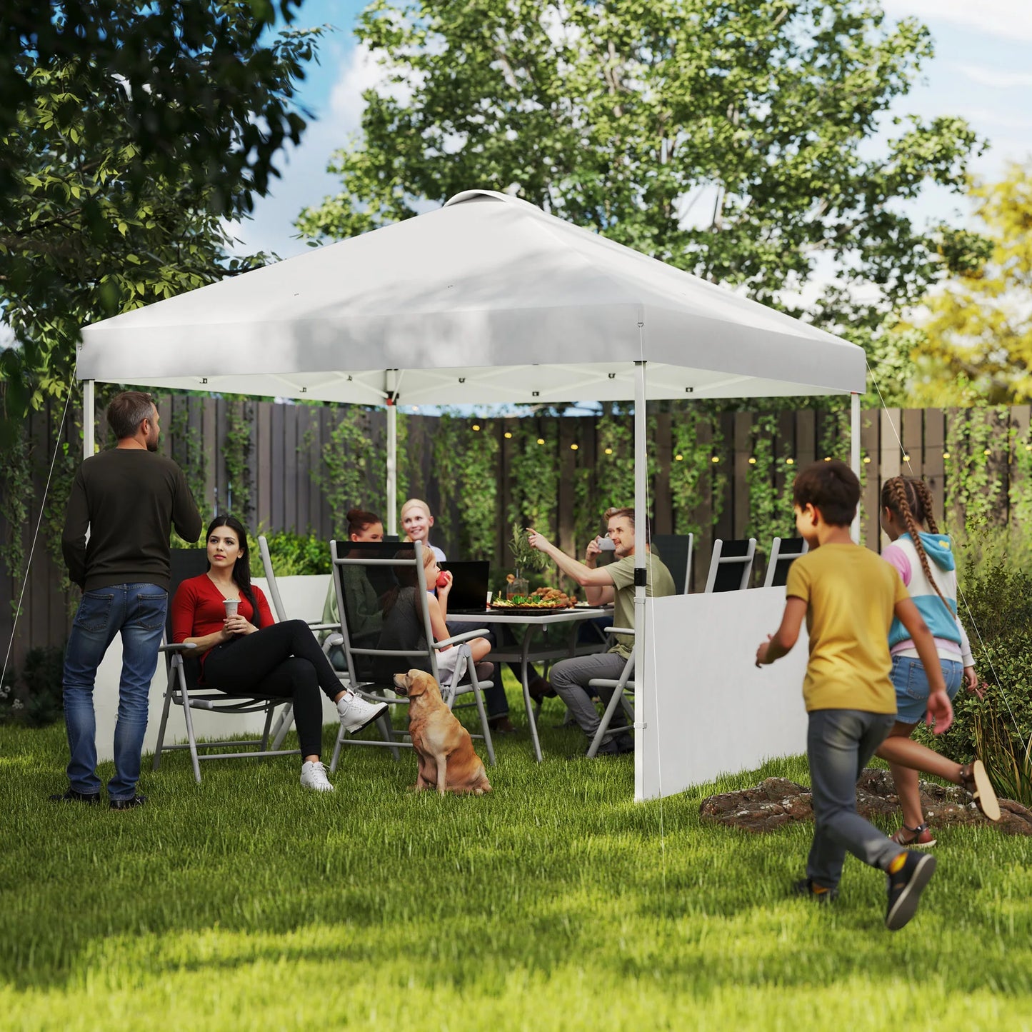 Pop Up Canopy Tent With Half Sidewalls, Easy Outdoor Setup