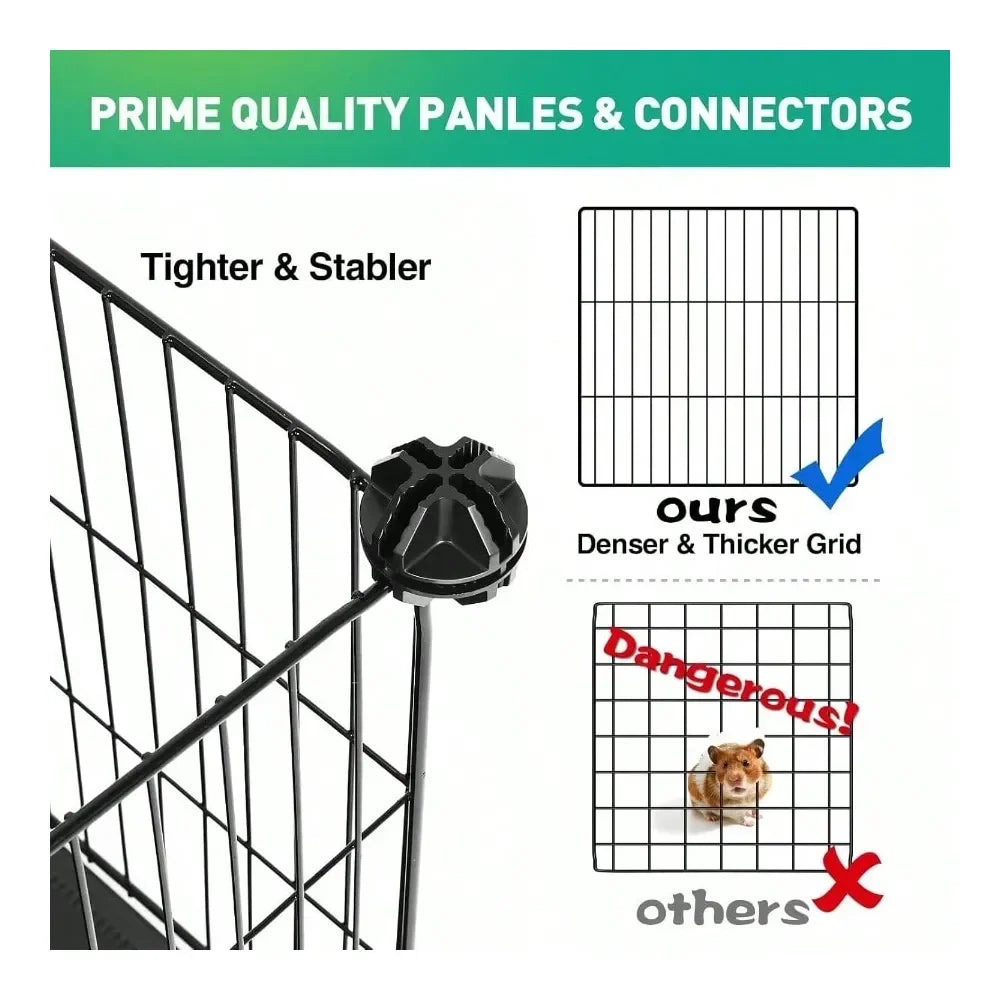 XMSJ Panels Pet Playpen With 2 Doors For Small Animals