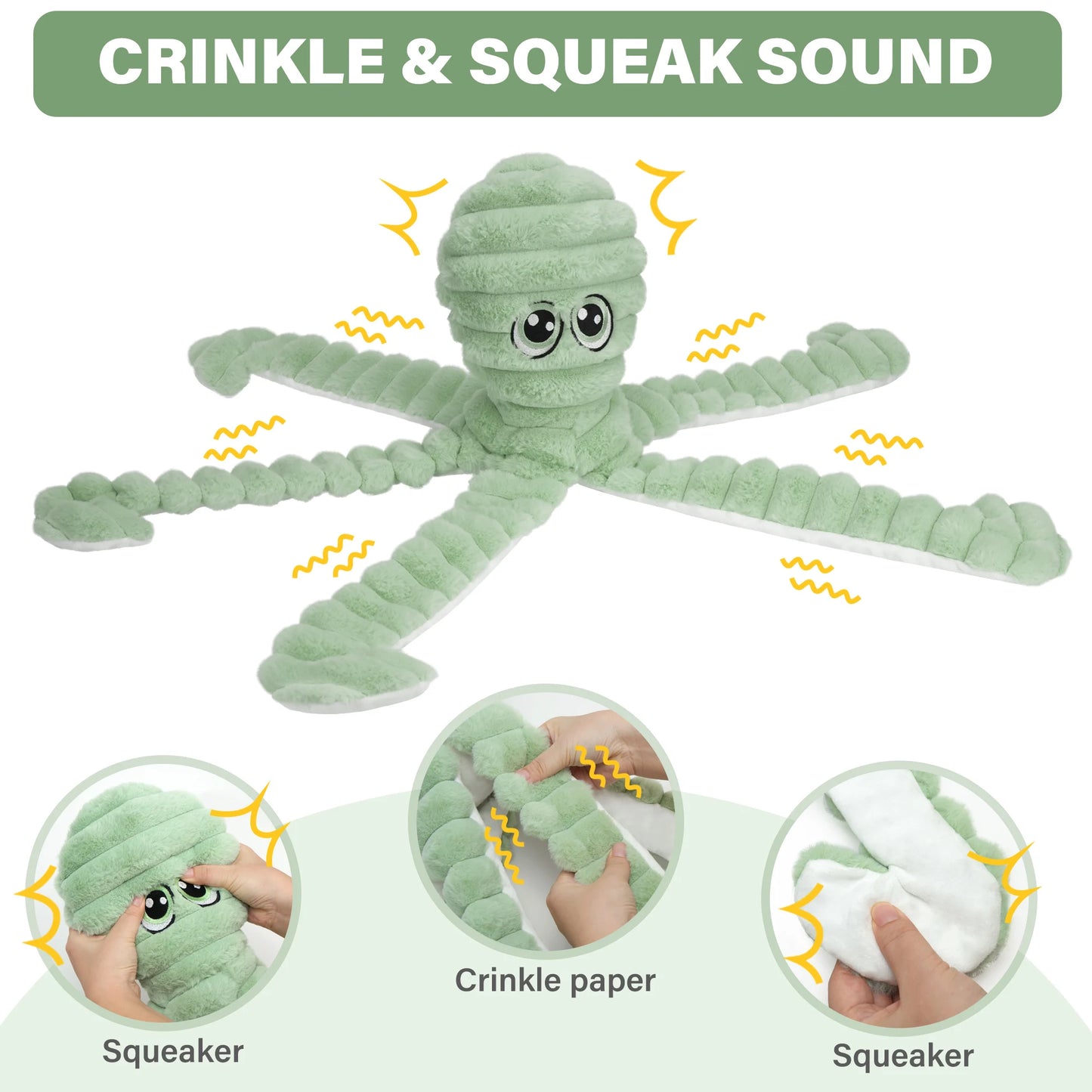 Octopus Design Pet Grinding Teeth Squeaky Plush Toy For Dogs