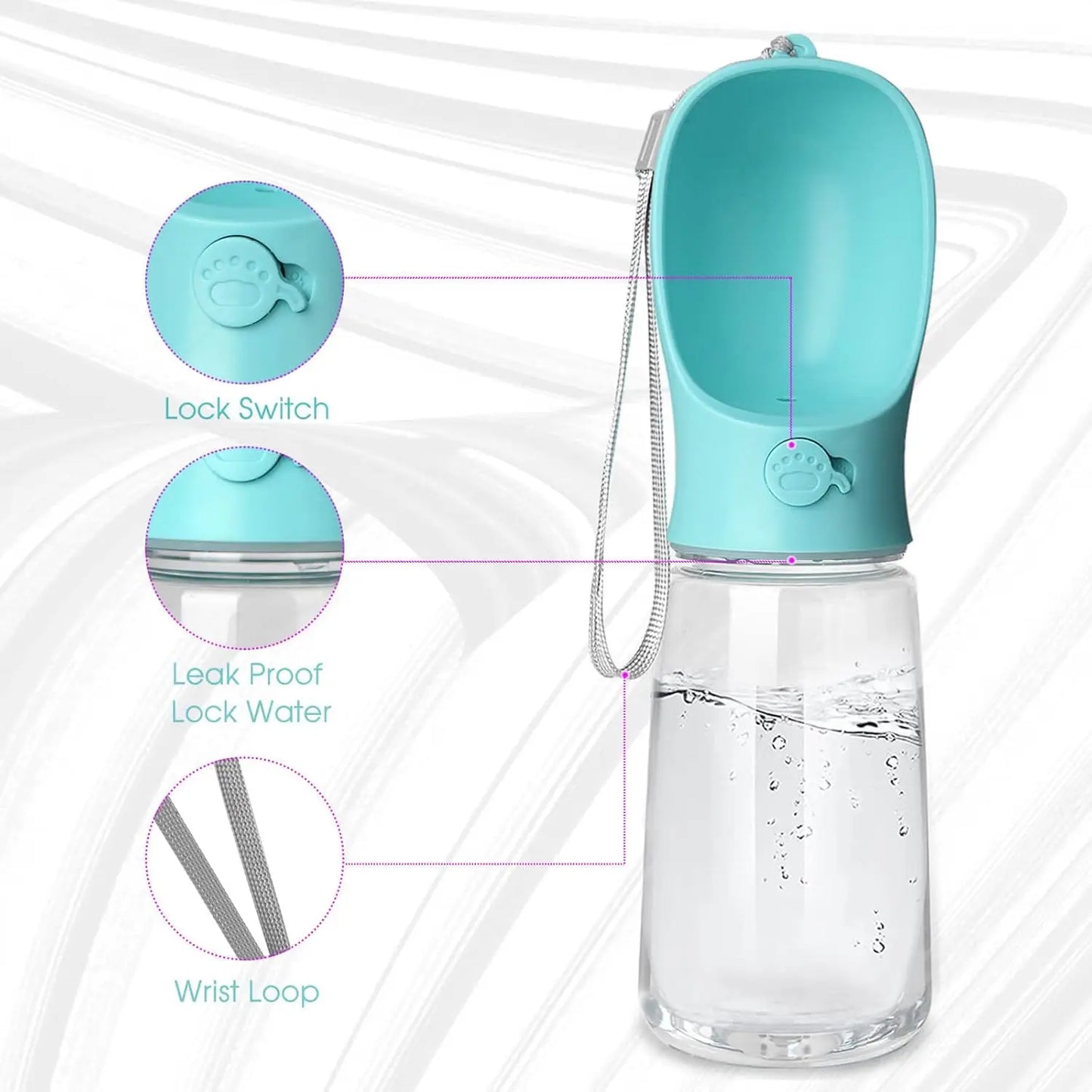 Leak Proof Portable Dog Water Bottle With Drinking Feeder