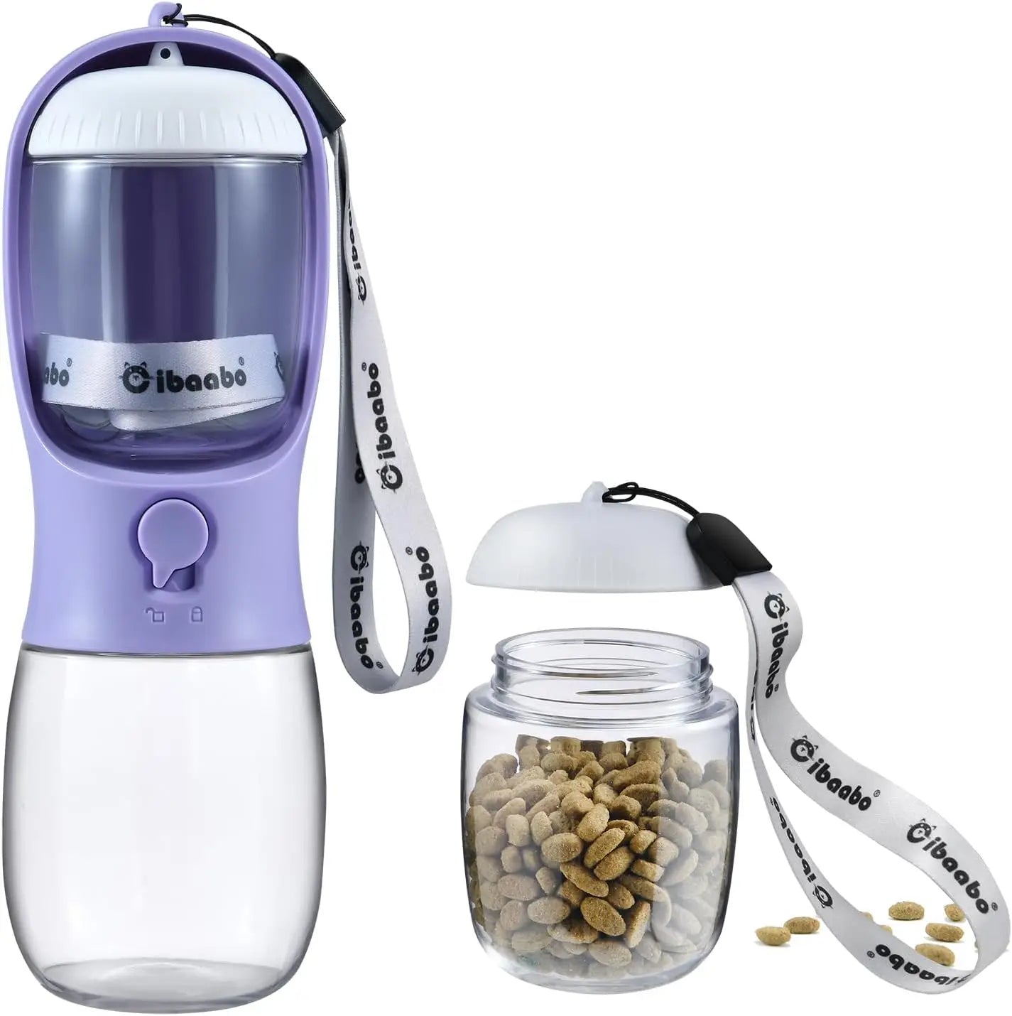 Cibaabo Dog Water Bottle With Food Container Travel Dispenser