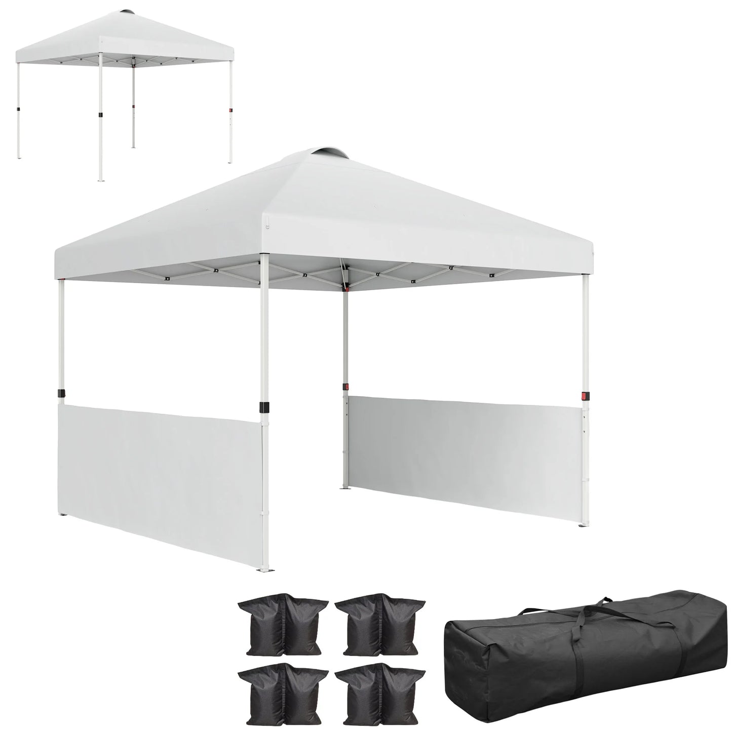 Pop Up Canopy Tent With Half Sidewalls, Easy Outdoor Setup
