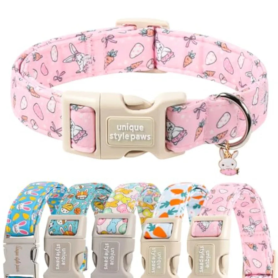 Dog Collar With Coconut Tree Pendant And Plastic Buckle For Small To Large Dogs