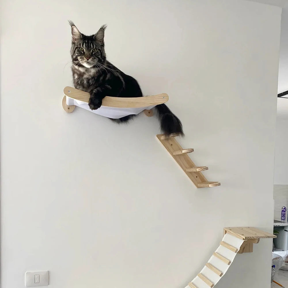 PETRAVEL Cat Hammock And Stairway With Sisal Rope Wall