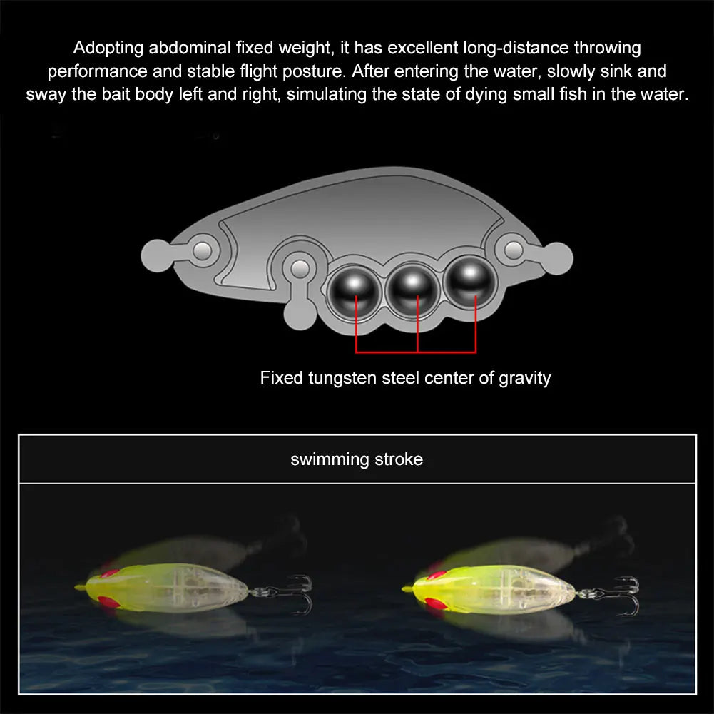 Sinking Minnow Lure With Steel Ball For Perch Trout Bass
