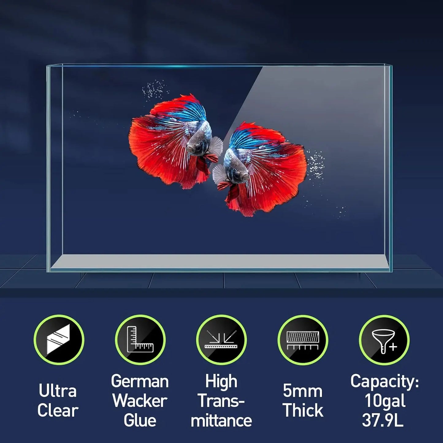 Ultra Clear Rimless Glass Betta Aquarium With Cover And Tools