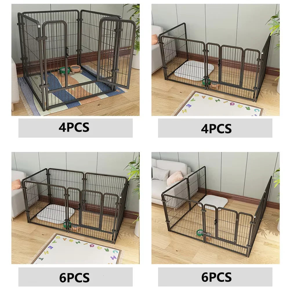 Stainless Steel 6-Panel Dog Fence Playpen, Heavy Duty Enclosure