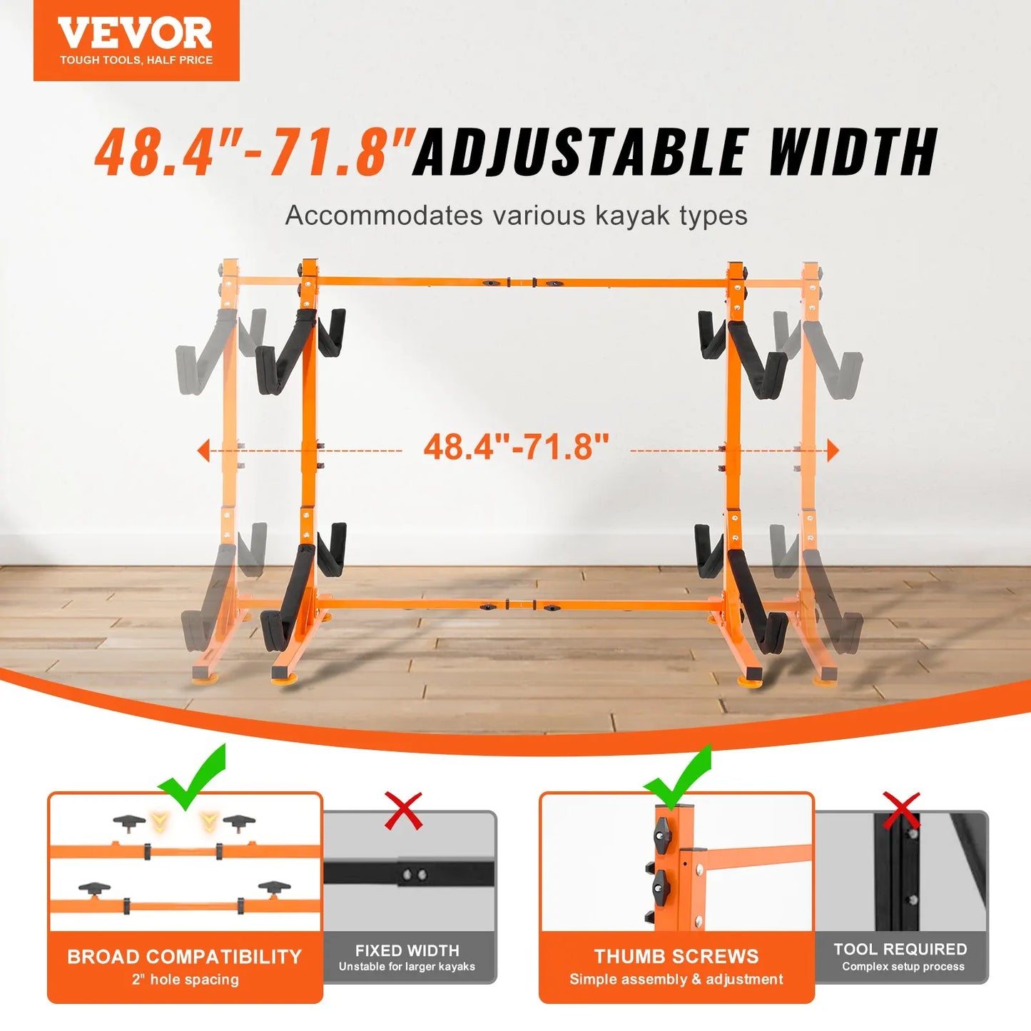 Freestanding Kayak Storage Rack Stand For Four Kayaks