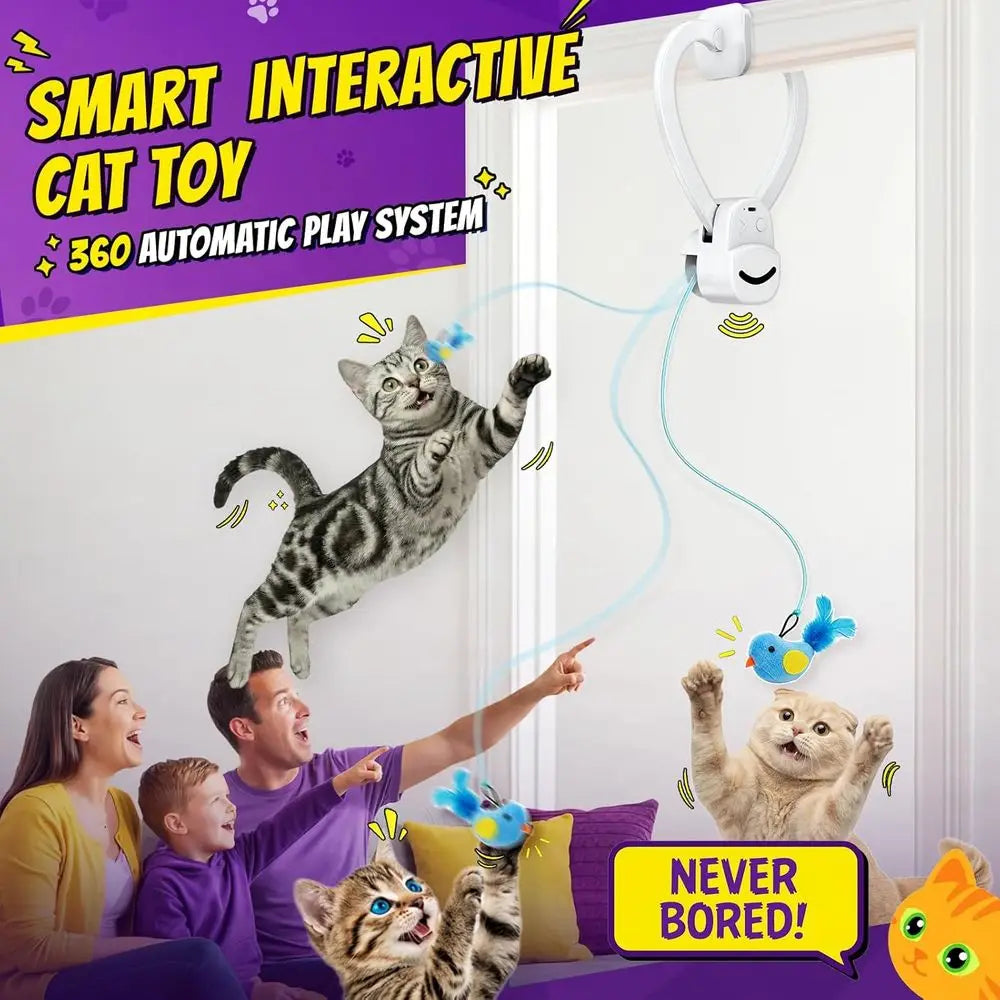 Interactive Cat Toy USB Rechargeable Clip On Indoor Door Mount