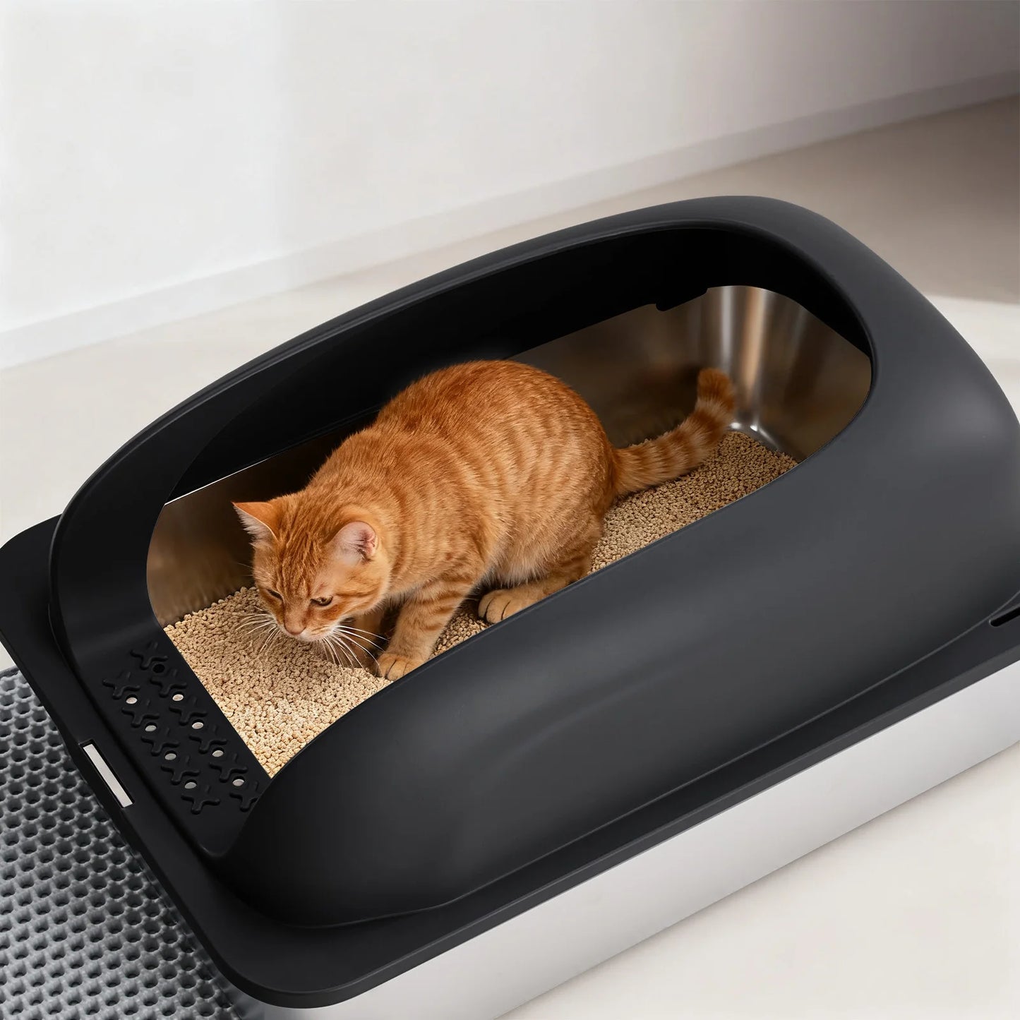 Stainless Steel Cat Litter Box With Lid Scoop Mat Included