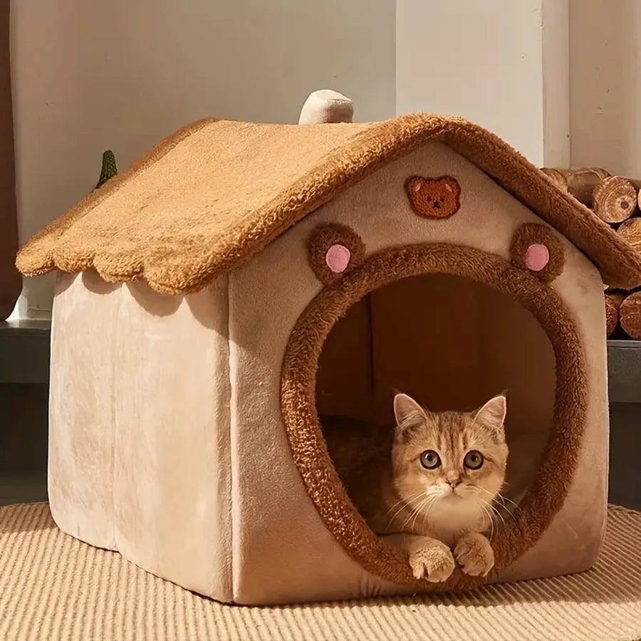 Foldable Cat House For Small Dogs And Cats Removable Bed