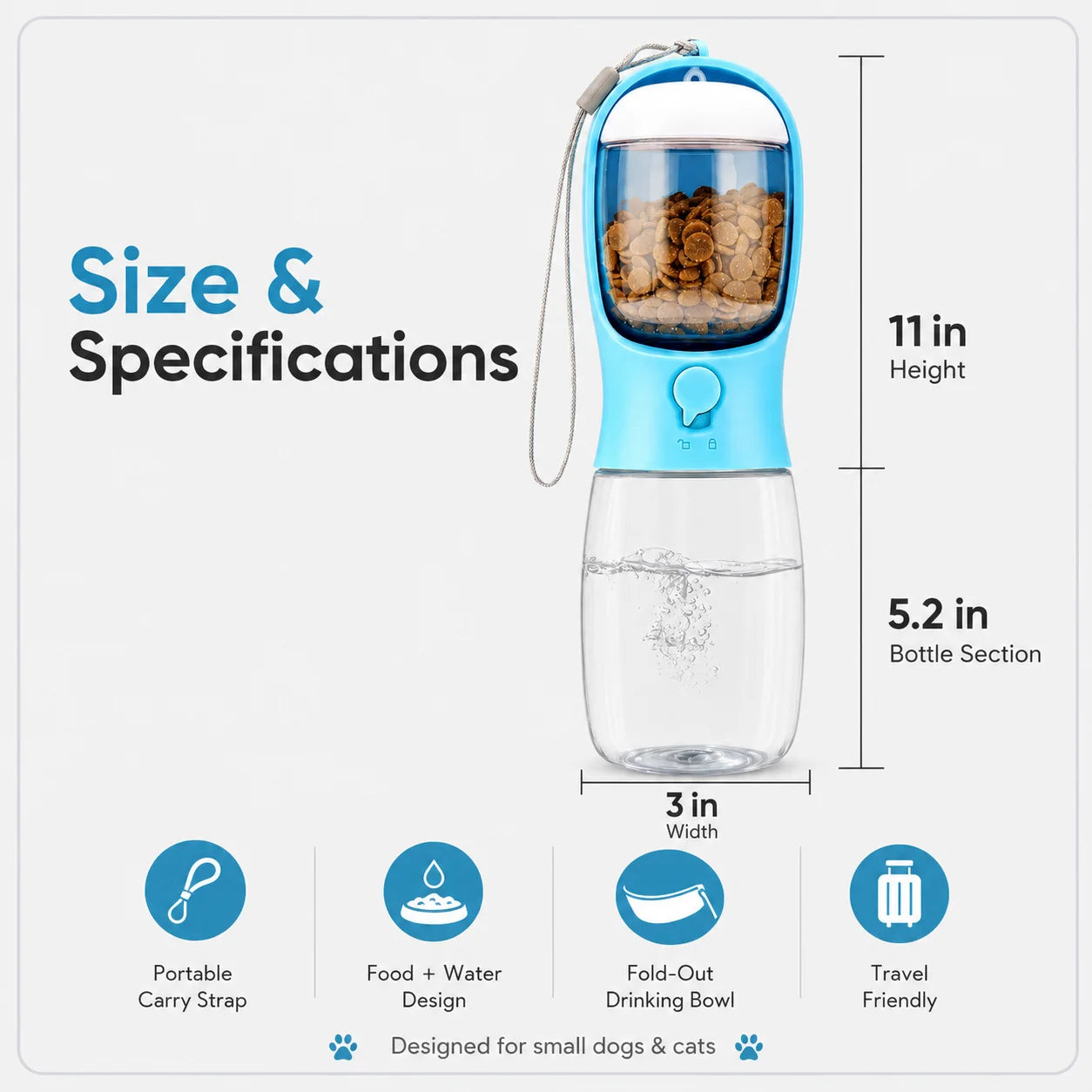 Portable Dog Water Bottle With Food Container Travel Dispenser