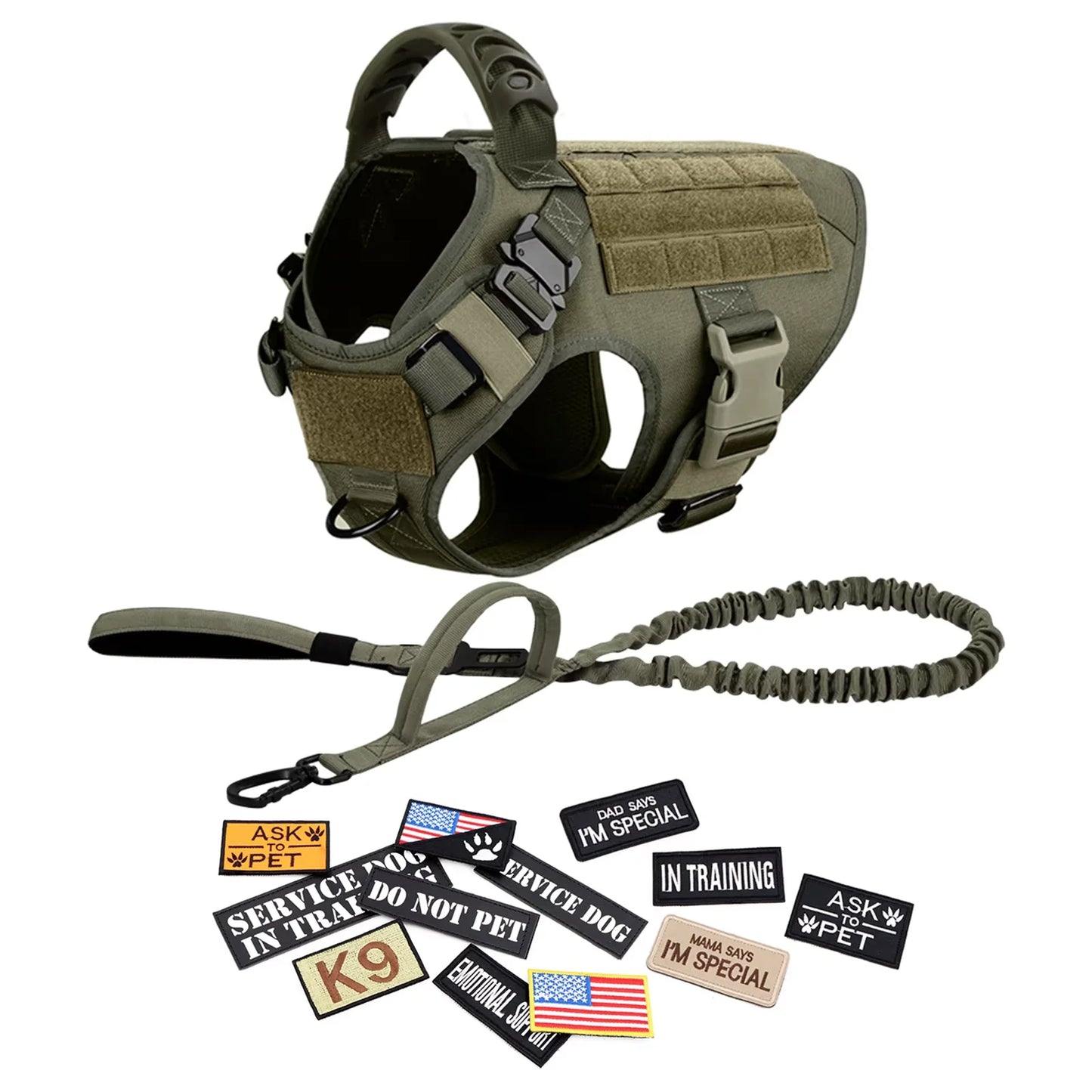 Military Large Dog Harness Vest Set For Malinois Training Accessories