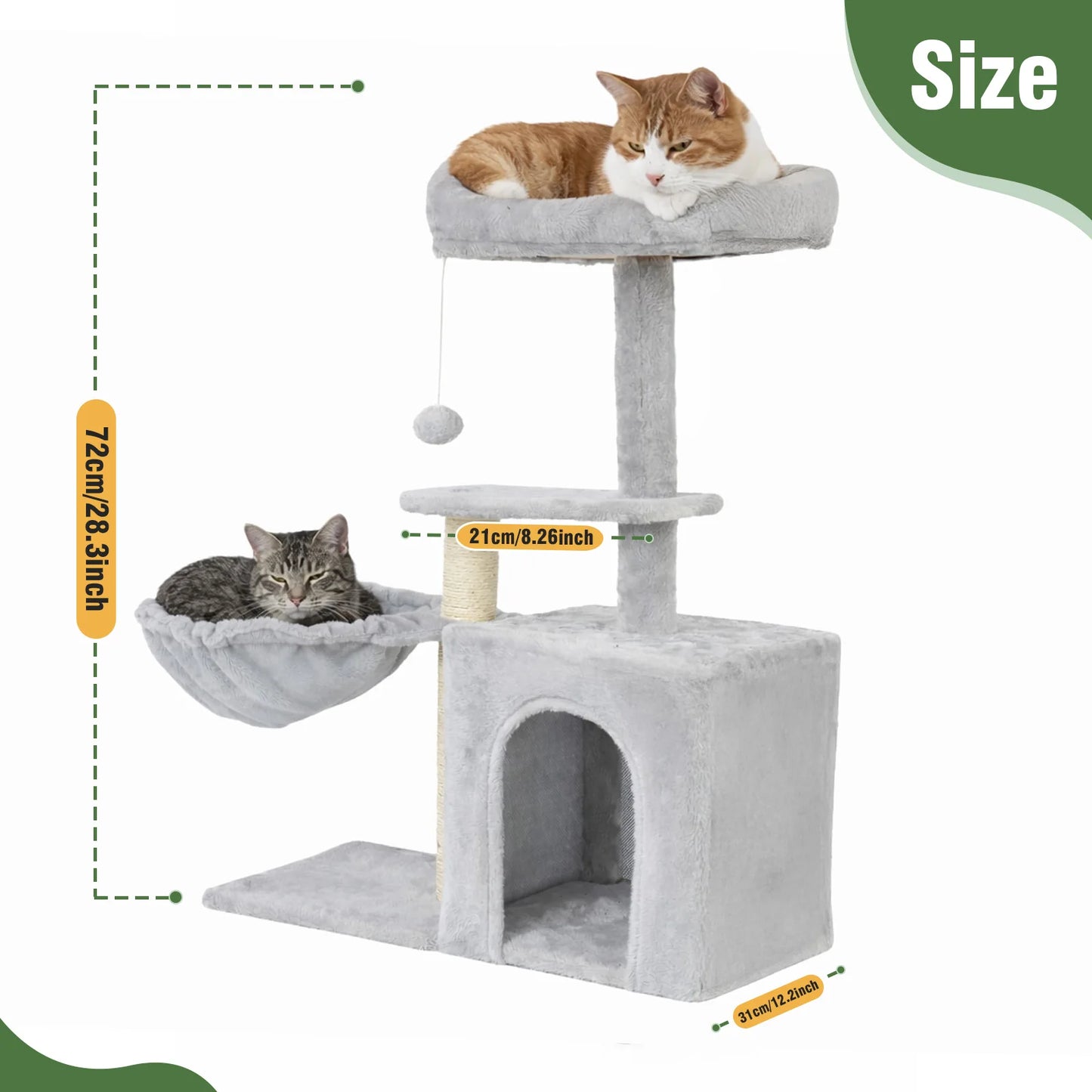 Cat Tree Indoor Cat Tower With Scratching Posts Condo And Hanging Ball Toys