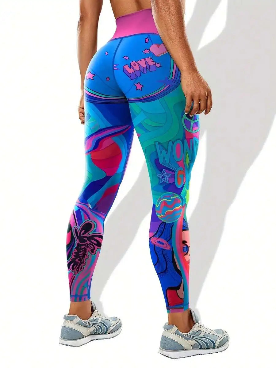 Women's High-Waisted Butt-Lifting Printed Yoga Leggings For Fitness