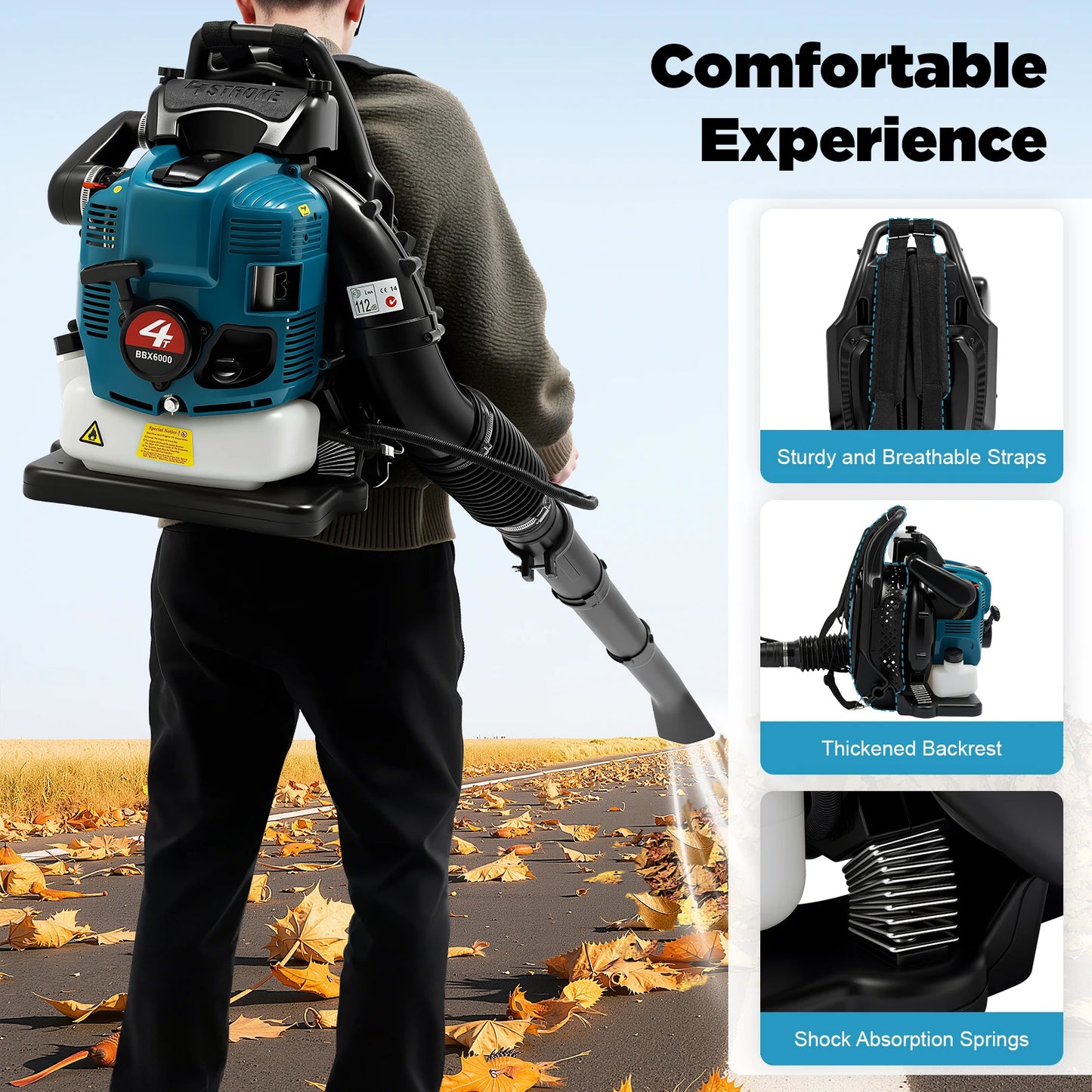 Bymaocar 75.6cc Backpack Leaf Blower Gas Powered 4 Stroke