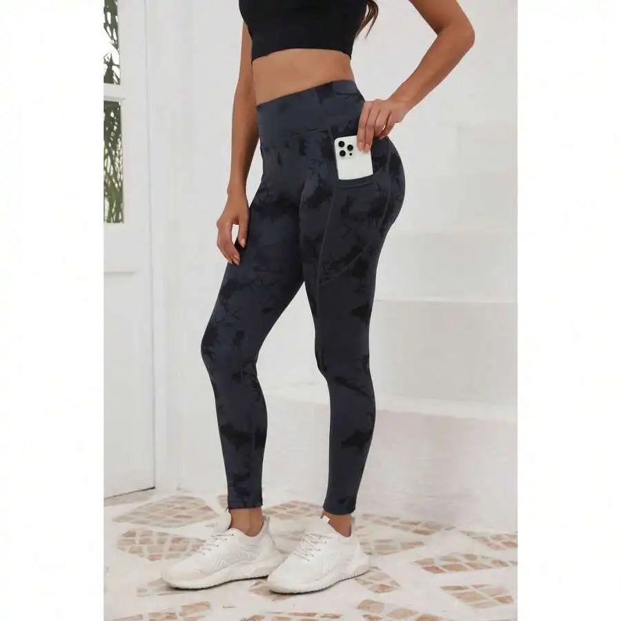 High Waisted Yoga Leggings With Pockets For Women Tie Dye Buttery Soft