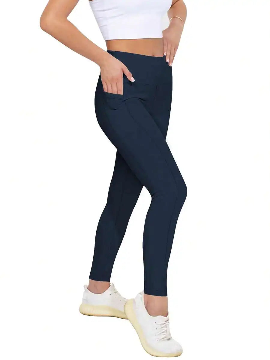 Women's High Waist Leggings With Side Pockets For Yoga And Workout