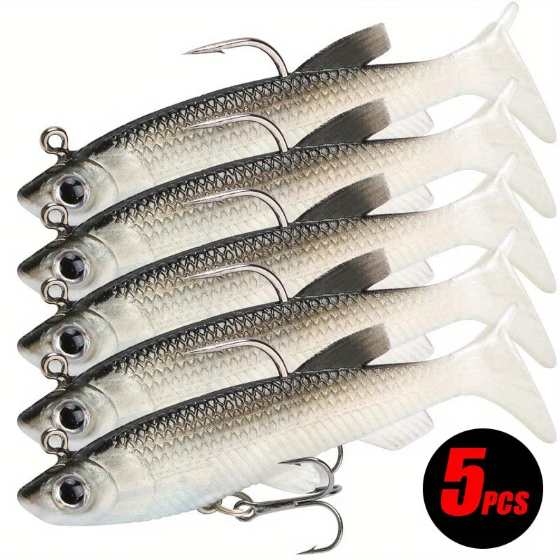 Five-Piece Realistic Soft Bait Kit For Freshwater And Saltwater Fishing