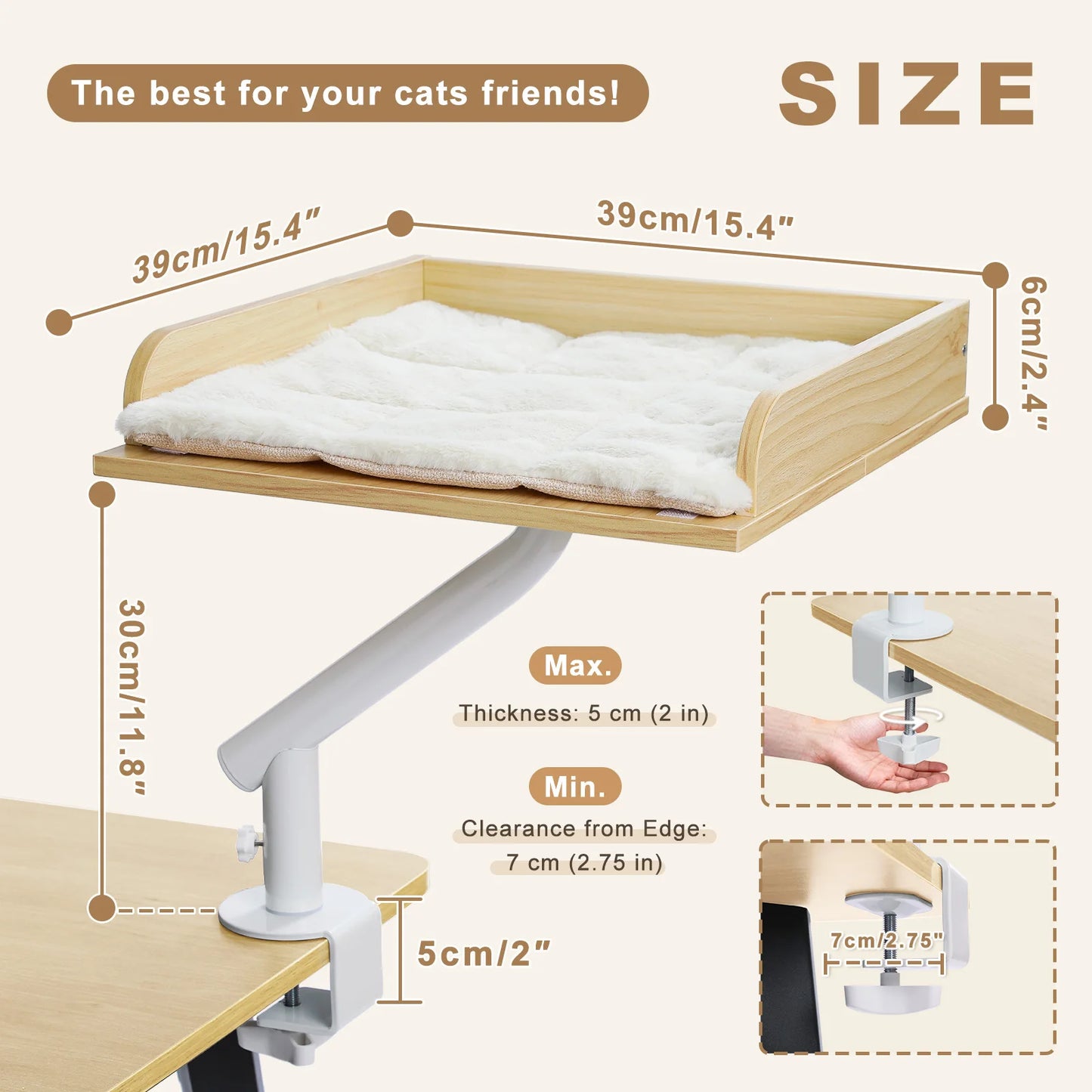 PAWZ Road Cat Desk Bed Rotatable Stand With Plush Hammock
