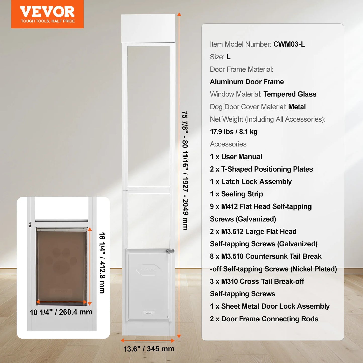 Dog Door For Sliding Glass Door Adjustable Height Pet Door
