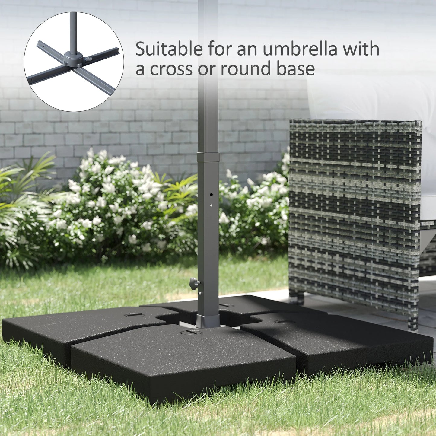 Cantilever Patio Umbrella Base Set, 4 Pieces, 176 Lbs Water or 264 Lbs Sand